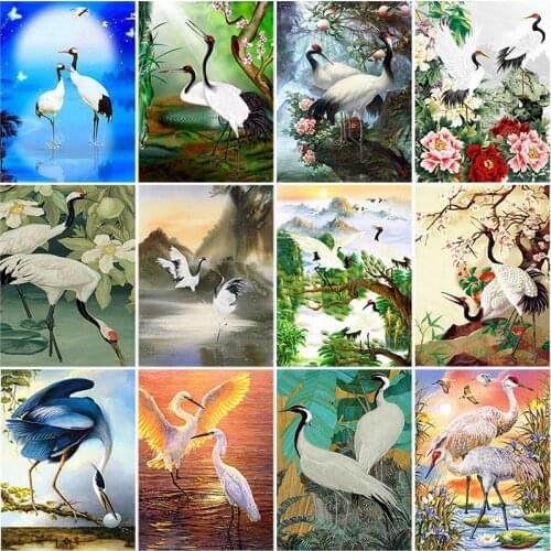 DIY 5D Diamond Painting Crane Animal Cross Stitch Diamond Embroidery Sale Full Round Drill Rhinestones Wall Art Picture Decor