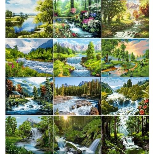 AZQSD DIY Paint By Numbers Forest Home Bedroom Wall Artwork 40x50cm Coloring By Numbers Spring Landscape Home Decoration