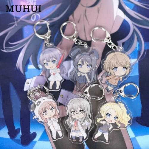 Anime Rascal Does Not Dream of Bunny Girl Senpai Keychain Acrylic Cute Little Girl Key Ring Women Bag Jewelry
