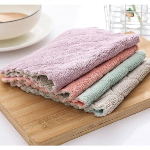 Household Super Absorbent Microfiber Towel Kitchen Dish Cloth Non-Stick Oil Washing Rag Tableware Cleaning Wiping Tool