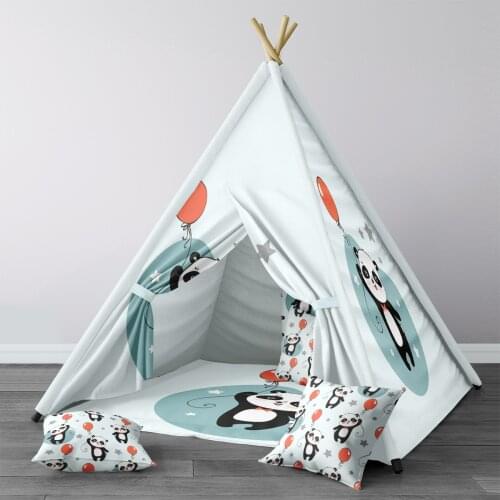 Play Tent for Kids Wigwam Portable Indoor Playground Tents Children Bedrooms Blue Panda Balloon Model 324