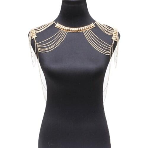 Statement Shoulder Chain necklace Women Necklaces & Pendants Sexy Punk Long Body Jewelry ladies Shoulder jewelry Body jewelry