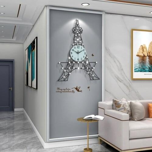 Fashion Creative Paris Tower Wall Clock Modern Minimalist Interior Living Room Corridor Home Decoration Personality Unique Clock