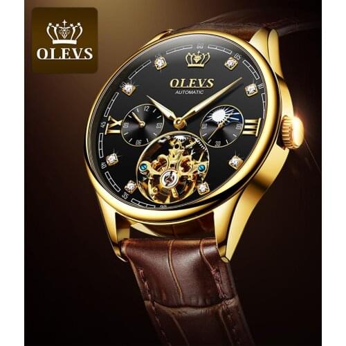 OLEVS Top Brand Men Automatic Mechanical Watch Waterproof Stainless Steel Strap Mens Watches
