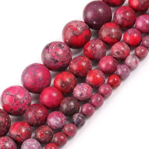 Natural Stones American Turquoises Fuchsia Howlite Loose Round Beads for Jewelry Making DIY Bracelet Accessories 15'' 4/6/8/10mm