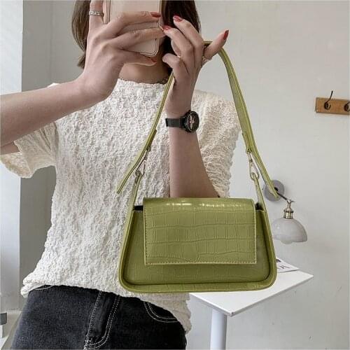 2021 New Stone Pattern PU Leather Shoulder Bags for Women Crossbody Mini Baguette Bag Simple Luxury Designer Handbags and Purses