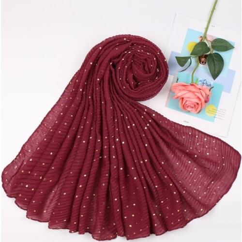 2020New wrinkle polka dot hijab scarf shimmer Ripple shawls muslim glitter shawls wraps stretchy headband scarves soft pashmina