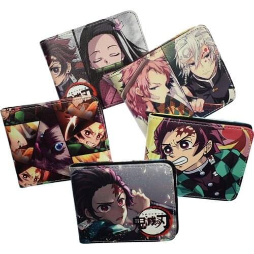New Arrival Anime Demon Slayer Kimetsu No Yaiba Tanjiro Kamado Leather Short Purse With Coin Pocket
