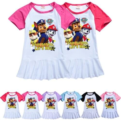 New Paw Patrol Summer Dresses Childrens Clothing Cartoon Girls Clothing Short sleeve Girls Dress