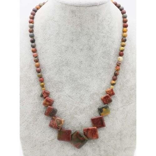 Wholesale red round/square jasper 10mm necklace 18inch nature beads for woman gift