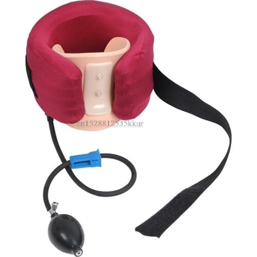 Cervical Neck Traction Device, Inflatable Adjustable Head Neck Support Pillow with Large Pump - Orthopedic Neck Stretcher Collar