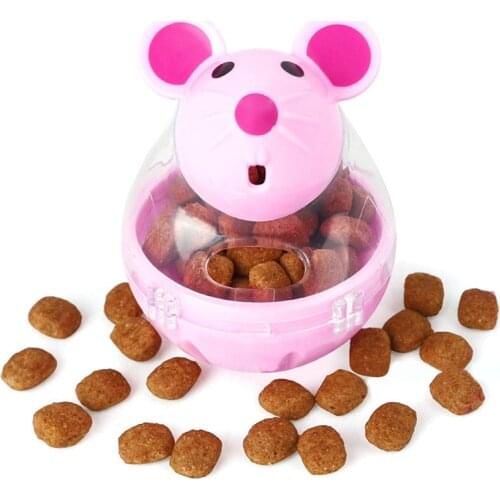 Pet Feeder Food Automatic Leakage Snack Dispenser Artificial False Mice Mouse Shape Pattern Tumbler Rolling Toy For Cat