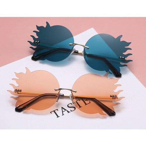 Rimless Vintage Sunglasses Women 2020 Retro round Sunglasses Men Punk Sunglasses Brand Designer Dark Green EyewearUV400 NX