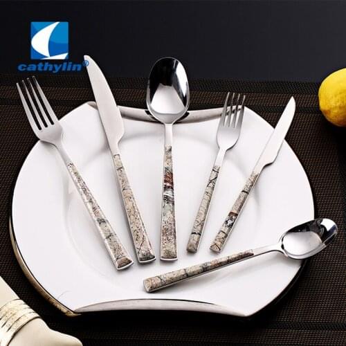CATHYLIN 4 pcs Cutlery Set Stainless Steel Flatware vintage style Dinnerware Knives Forks Spoons Tableware PL0016