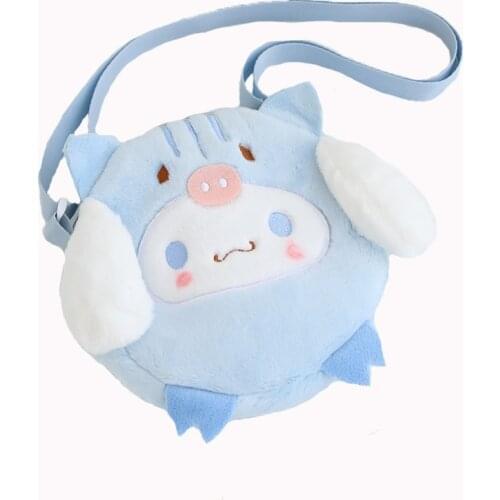 Kawaii Cinnamoroll Plush Toy Hand Bag Cartoon Cinnamoroll baby Cross-Dressing Pig Messenger Bag for Girls Birthday Gifts