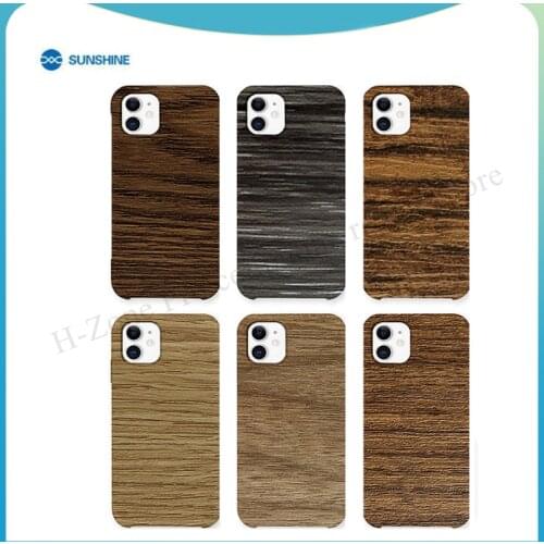 SUNSHINE 50pcs SS-057D backcover sticker wood grain For SS-890C for iPhone Samsung All Mobile Phone back glass Protective Film