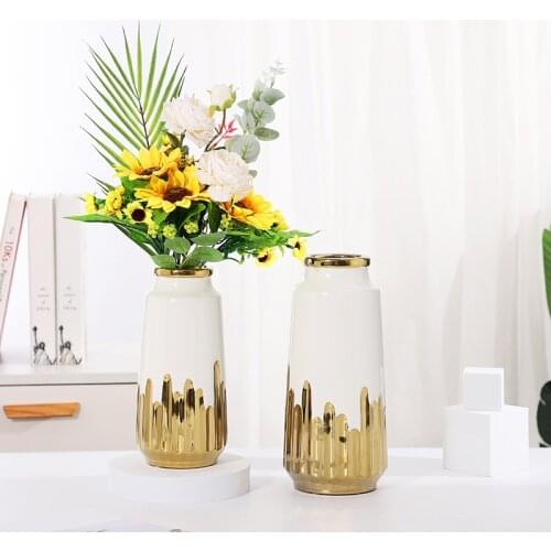 Nordic Vase Luxurious Gilded Ceramic Vase Modern Home Decor Living Room Decoration Large Vases for Flowers Home Accessories