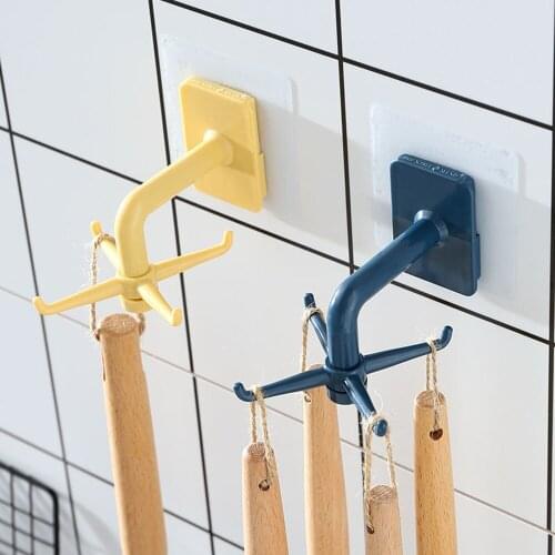 Kitchen Gadgets Accessories Bath Hook Wall Mounted 360 Degree Rotating Coat Hanger Rotatable Storage for Home Hanger Organizers