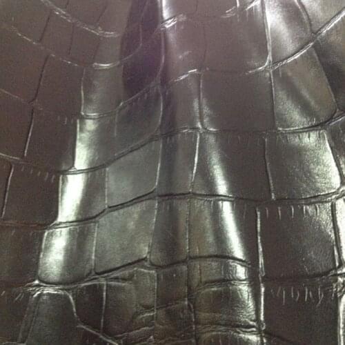 High quality Genuine Cow Skin Leather Fabric Material Big Black Crocodile Stone Check ,Free Shipping