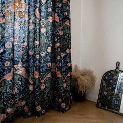 American Country Imitation Cotton and Linen Printing Blackout Curtains for Living Room and Bedroom Custom Products