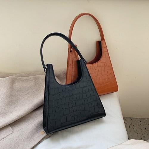 Womens Bag 2020 New PU Leather Retro Tote Bag Womens Bag Stone Pattern Handbag Fashion Popular Shoulder Messenger Bag