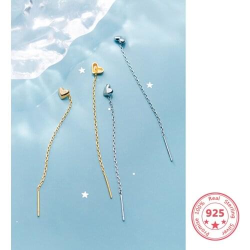 925 Sterling Silver Ear Line Trend Small Fresh Smooth Love Heart Temperament Wild Net Red Women Jewelry
