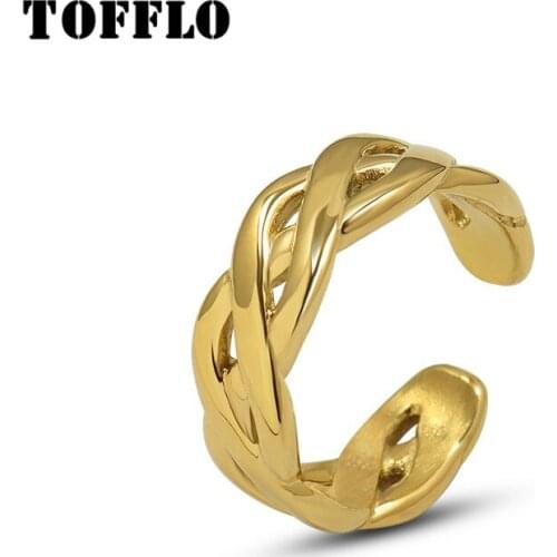 TOFFLO Stainless Steel Jewelry Knot Staggered Ring Womens Fashion Opening Ring BSA197