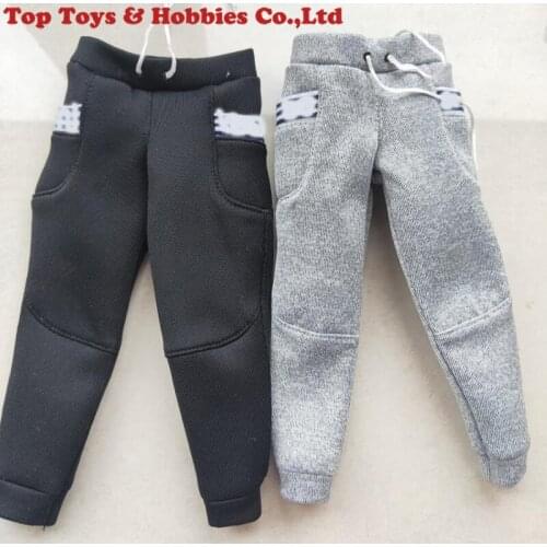 1/6 Scale Mens Sweatpants Black Grey Male Sports Pants Model Clothes Accessories for 12" Male Action Figure Body Toy