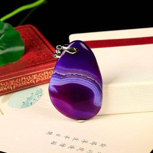 1PC Colored natural agate slice pendant manual polishing Crystal point ore necklace smooth home mineral moderno gift
