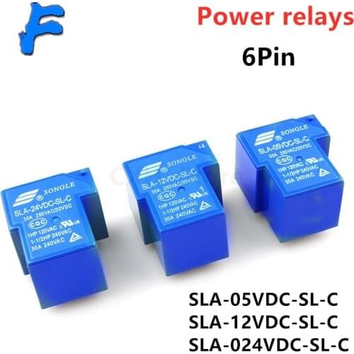 2PCS Power relays SLA-05VDC-SL-C SLA-12VDC-SL-C SLA-24VDC-SL-C 5V 12V 24V 30A 6PIN T90 new and original