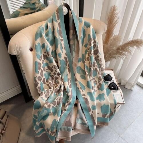 2021 Leopard Print Winter Scarf Luxury Cashmere Women cashmere Pashmina Female Hijab Wraps Thick Warm Scarves Blanket