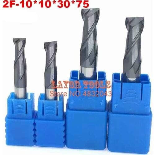 2F-10*10*30*75,HRC50,Carbide Square Flatted End Mill,2 flute,coating:10mm two Flutes flat Tools Carbide CNC End mill Router bits