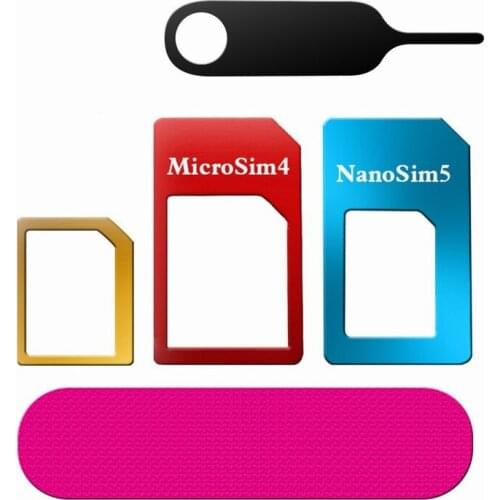 5in1 Nano Micro Standard Sim Card Adapter Kit Converter With Sander Bar Tray Open Needle For iPhone 5S 7 Plus 6S xiaomi redmi 3s