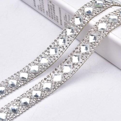 10Yards*1.2CM Hotfix Rhinestone Trim Clear Crystal Stone Wedding Dress Belt Decoration Applique Strass Banding DIY Accessories