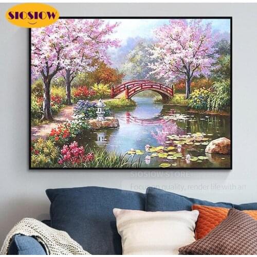 5d Diy Japan Scenery Diamond Mosaic Sakura Diamond Painting Japanese Landscape Full Drill Round Embroidery Girls Decor Room Gift