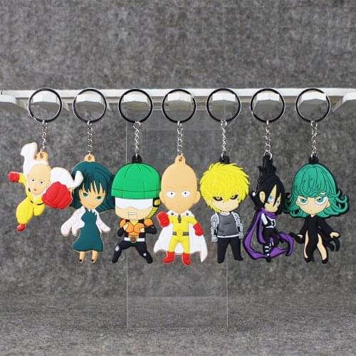 7pcs/lot Anime ONE PUNCH MAN Saitama Sensei Genos Tatsumaki Tornado of Terror Figure Toys Mini Keychain Pendant