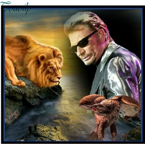 Diamond painting superstar singer johnny hallyday cross stitch rhinestone embroidery plastic craft painting full of diamonds