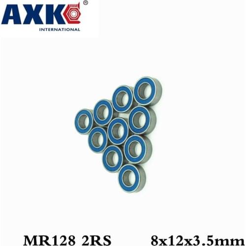 Axk 10pcs 8x12x3.5mm Mr128 2rs 8x12x3.5 Abec3 Blue Rubber Seals Bearing Model Bearing