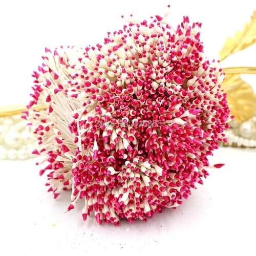 Free shipping 900pcs/lot 1mm Dark pink and white Double heads Round Flower Stamen Cake decoration/ Wedding Craft DIY card