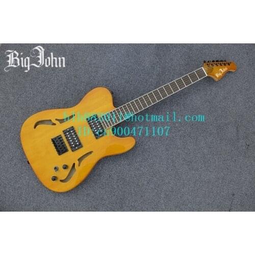 Free shipping new Big John hollow single wave electric guitar in yellow made in China JT-10