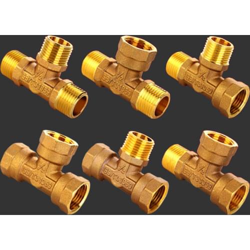 Lead Free 1/2" BSP Female Male Tee 3 Ways Splitter Brass Pipe Fitting Connector For Drink Water Breeding Aquarium Fuel