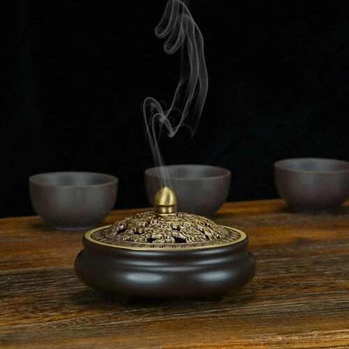 Pure copper plate sandalwood incense burner for buddhist tea incense imitation ancient incense Aloes