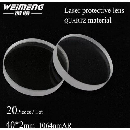 Weimeng brand 30 pieces 40*2mm JGS1 quartz Protective Window Glass Film & optical lens 1064nmAR for laser cutting machine