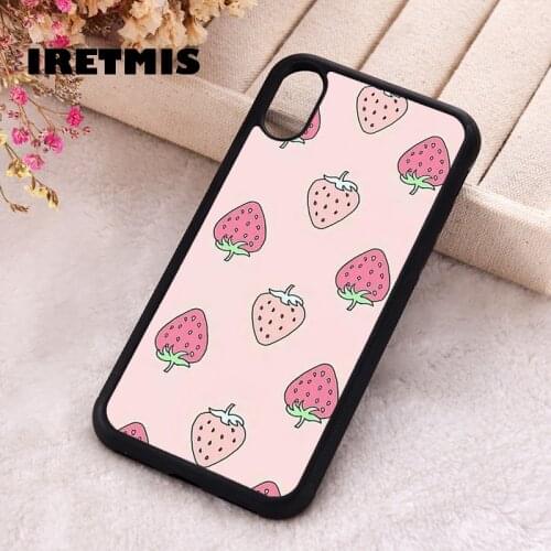 Iretmis 5 5S SE 2020 phone cover cases for iphone 6 6S 7 8 Plus X Xs XR 11 12 MINI Pro Max Soft Silicone TPU strawberry pattern