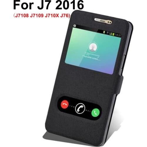 Open window cover For Samsung galaxy J7 2016 Case cover PU leather Cases J7108 J7109 J710X J76 case flip shell back cover