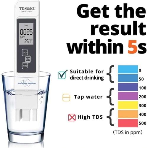 Digital Water Quality Tester TDS EC Meter Range 0-9990 Multifunctional Water Purity Temperature Meter TEMP PPM Tester
