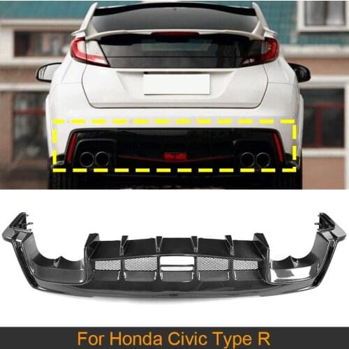 Car Rear Bumper Diffuser for Honda Civic Type R Hatchback 4-Door 2017 2018 Carbon Fiber Bumper Lip Apron Protector