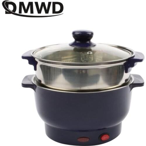 DMWD 1.5L Multifunctional Electric Cooker Home Hotpot Stainless Steel Saucepan Skillet Food Warmer Steamer 20cm 2 Gear 220V