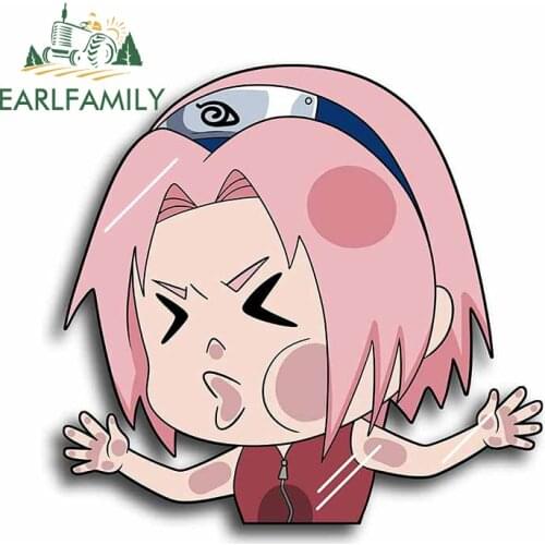 EARLFAMILY 13cm x 12.6cm Funny Car Stickers for Haruno Sakura Anime Decals JDM VAN Window Waterproof Car Wrap