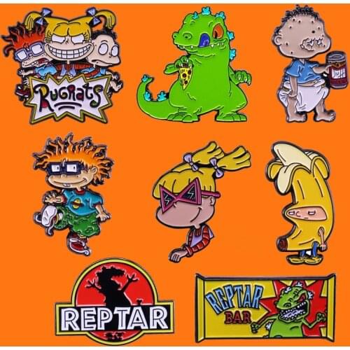 Dinosaur Enamel Pins Cute Animation Metal Cartoon Brooch Backpack Hat Bag Collar Lapel Badges Men Women Fashion Jewelry Gifts